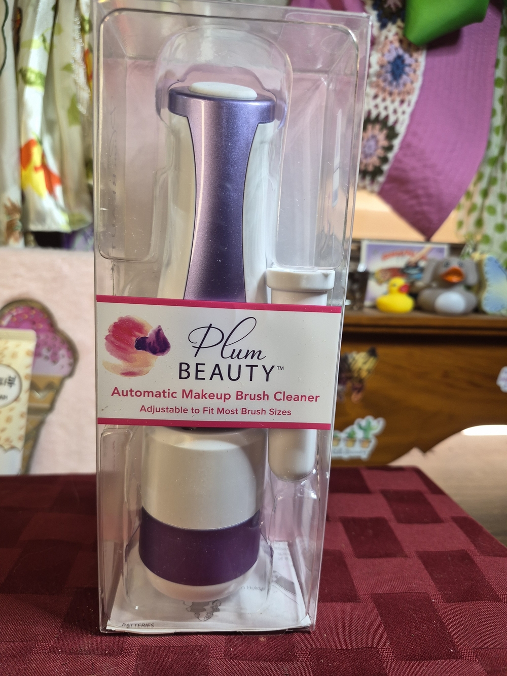 NEW Plum Beauty Automatic Makeup Brush Cleaner - Purple/White